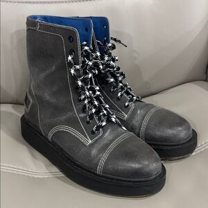 Diesel D-Cage DBB Y01775  Mens Gray Leather Casual Dress Boots